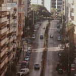 Traffic Ecommerce - Aerial View of a Busy Street between Apartment Blocks in City