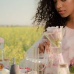 Ab Testing - Young Woman in Airy Summer Dress Creating Perfumes in Flower Field Laboratory